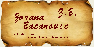Zorana Batanović vizit kartica